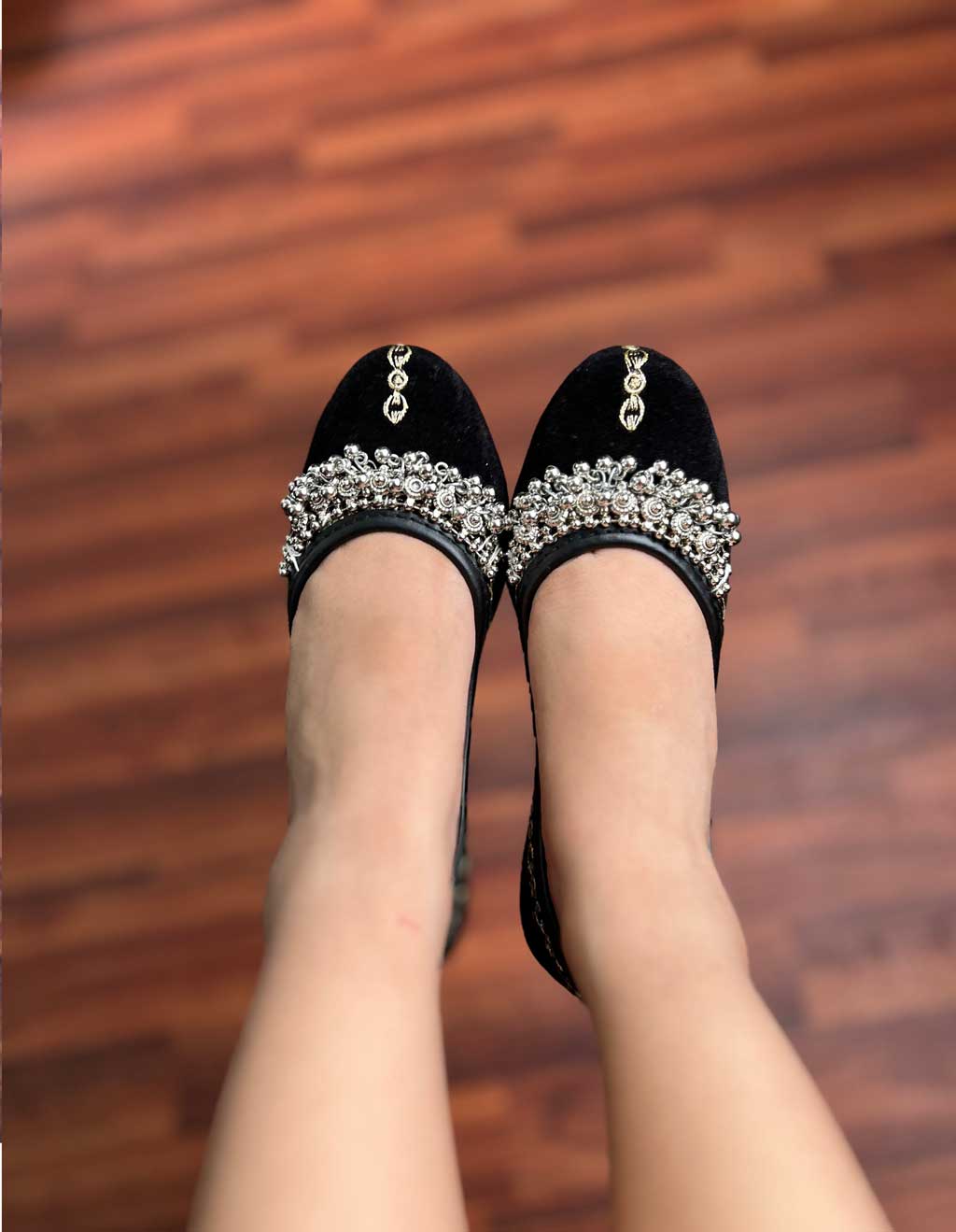 Black Velvet Beaded Khussa Sandal – Kids’ Traditional Pakistani Indian Mojari Jutti