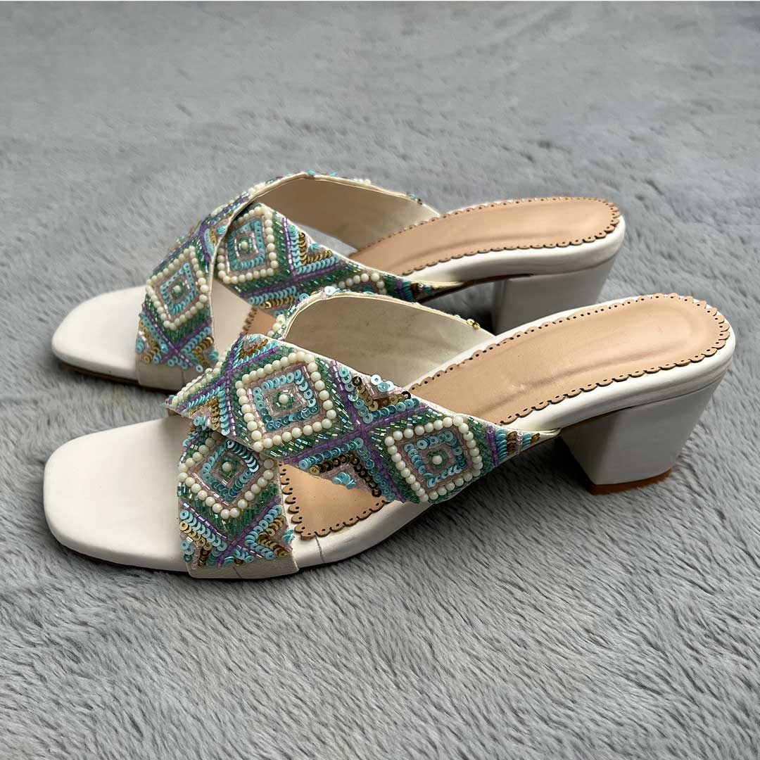 Handmade Embroidered Block Heels – Stylish & Comfortable for Daily Wear