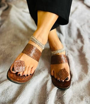 Brown Kolhapuri Slip On Sandals for Women