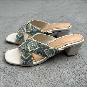Handmade Embroidered Block Heels – Stylish & Comfortable for Daily Wear